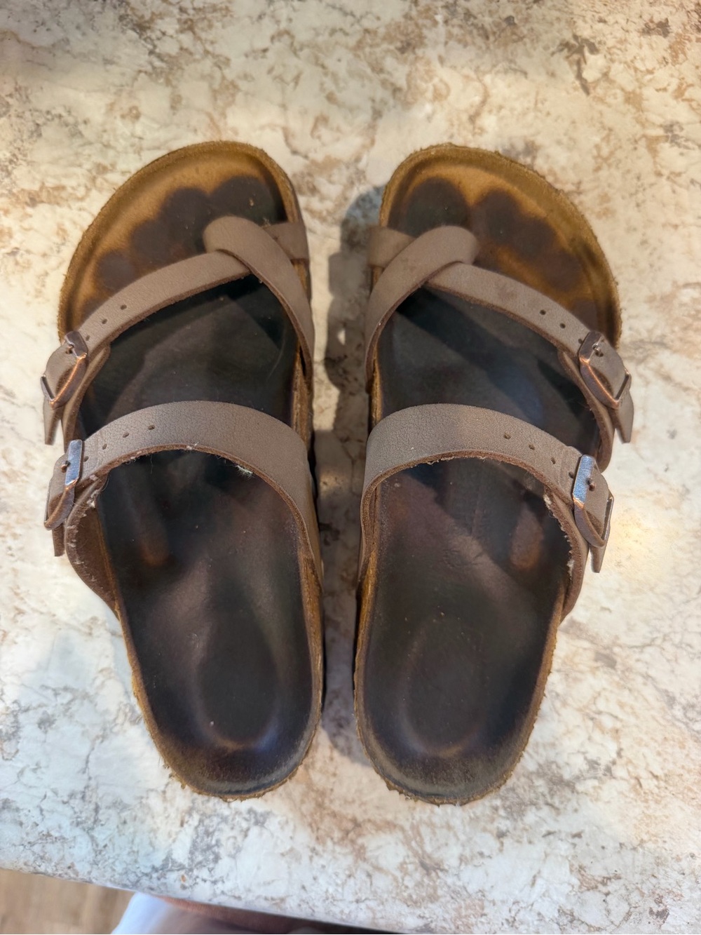 Birkenstock Brown Double-Strap Buckle Sandals